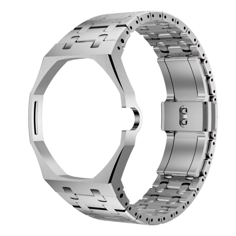 Premium Stainless steel Silver Watch Strap & Case for Swatch Royal Pop