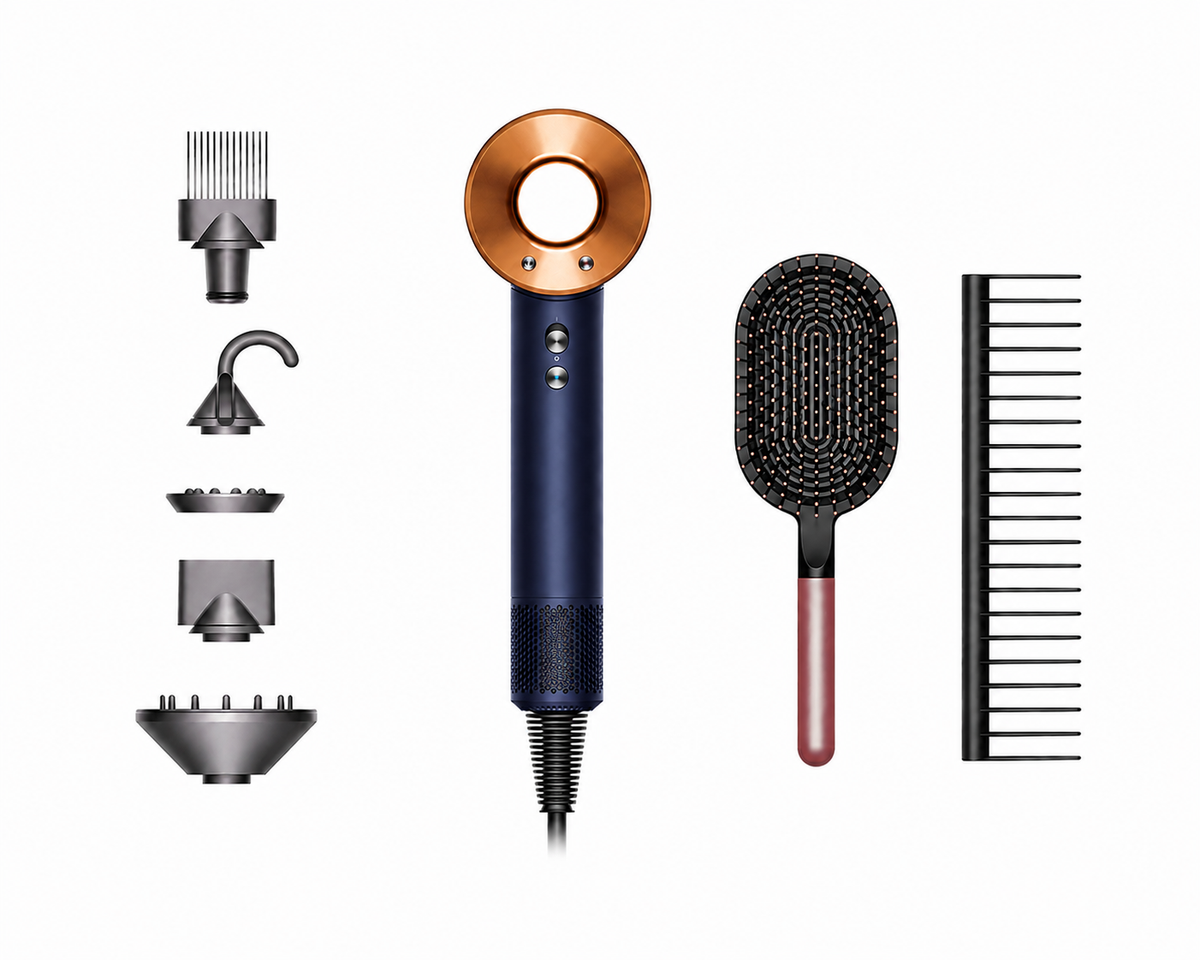 Dyson Supersonic™ Hair Dryer + Comb & Brush – Prussian Blue/Copper (Gift Edition)
