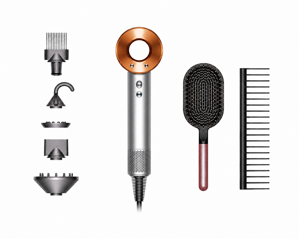 Dyson Supersonic™ Hair Dryer + Comb & Brush – Nickel/Copper (Gift Edition)