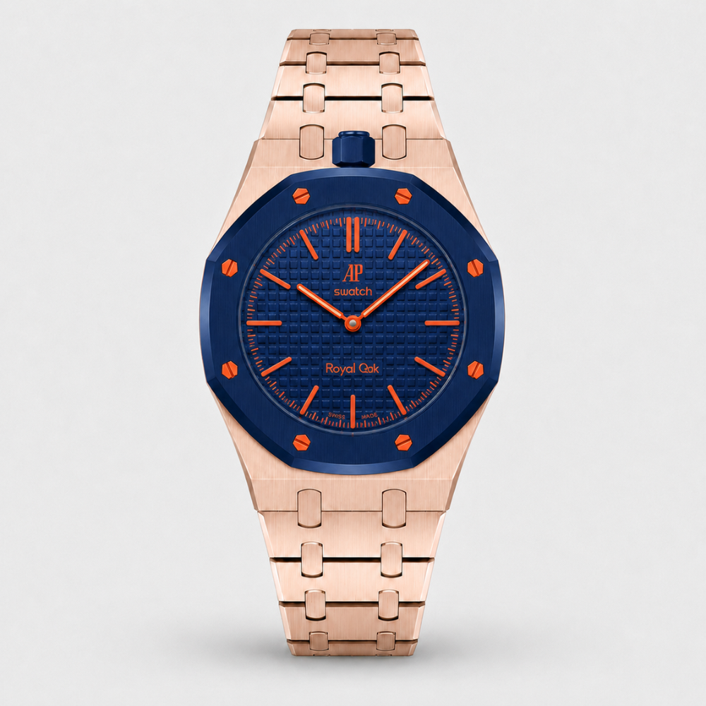 Premium Rosegold Watch Strap & Case for Swatch Royal Pop