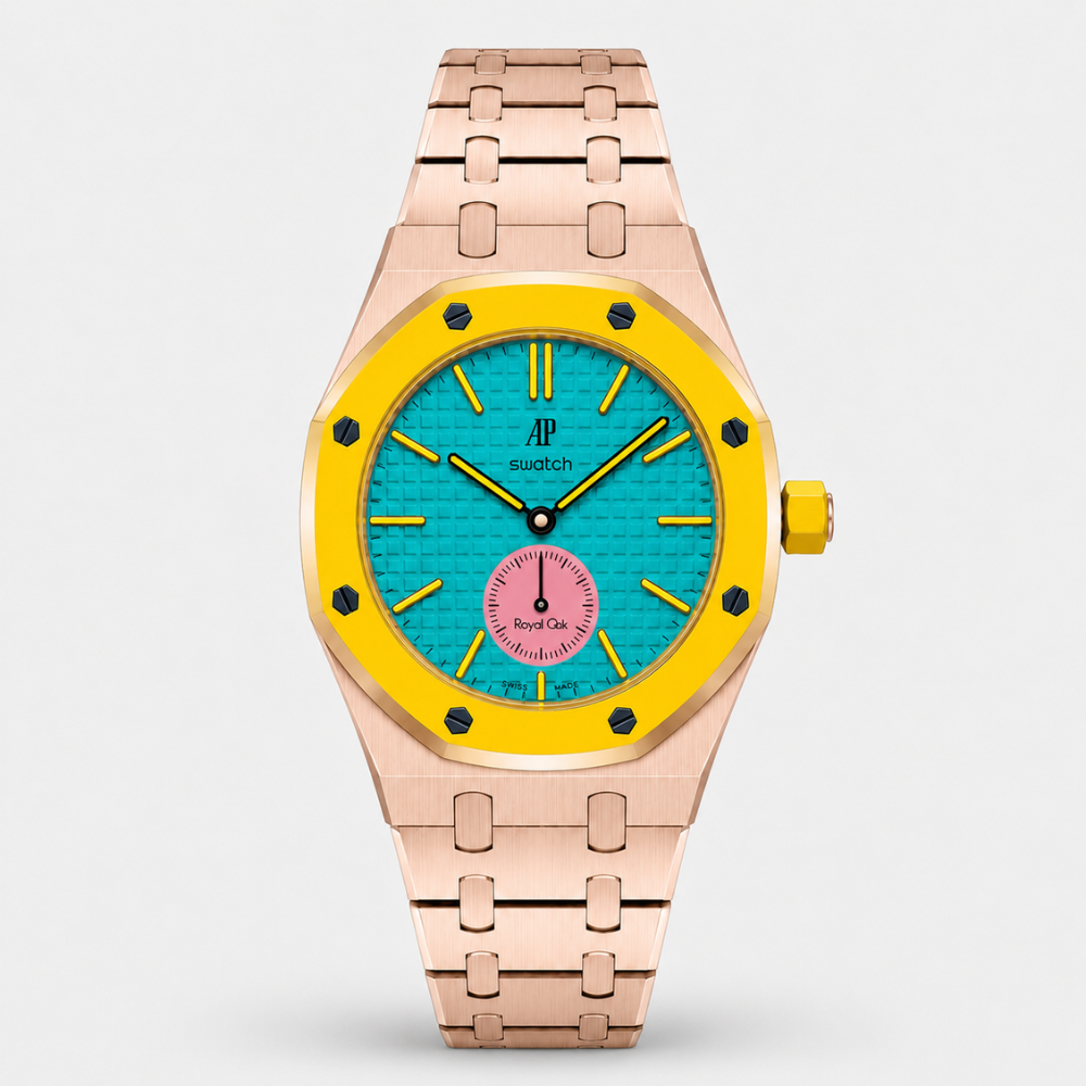 Premium Rosegold Watch Strap & Case for Swatch Royal Pop