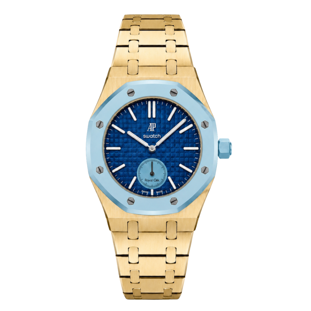 Premium Golden Strap & Case for Swatch Royal Pop