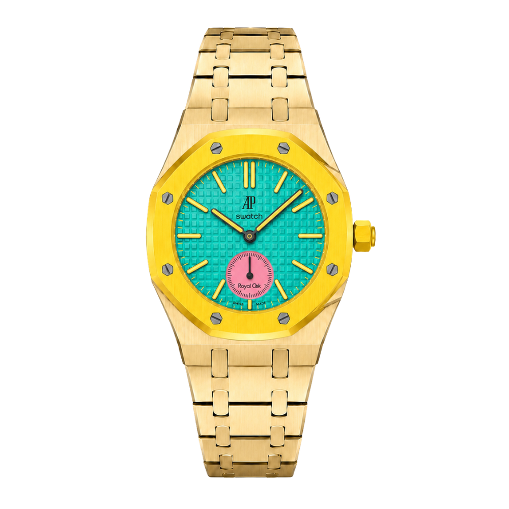 Premium Golden Strap & Case for Swatch Royal Pop