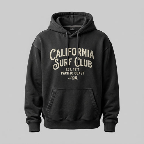 California Surf Club Vintage Heavyweight Pullover Hoodie - Washed Charcoal