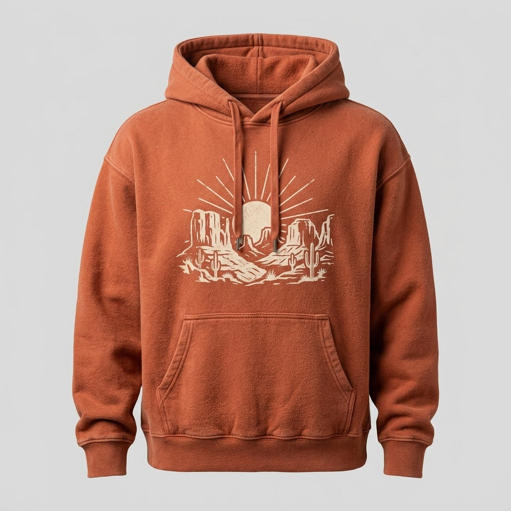 Desert Canyon Sunburst Pigment-Dyed Heavyweight Hoodie - Terracotta Rust