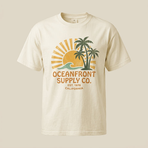 Golden State Sunshine 1974 Retro Boxy Graphic T-Shirt - Washed Mustard Gold